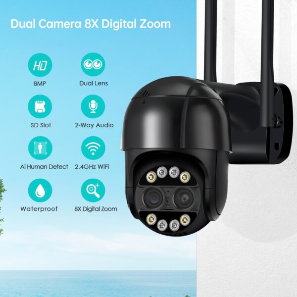 4K Megapixel WiFi Outdoor Camera with ONVIF and Yuntai Webcam Features