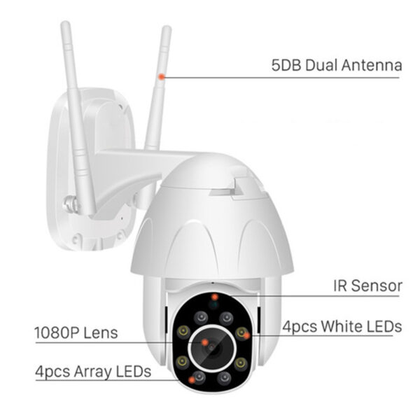 2MP PTZ Security Camera with 1080P Resolution, 6mm Lens, Low Light Performance, and Wide Temperature Range for Indoor and Outdoor Surveillance - Image 4